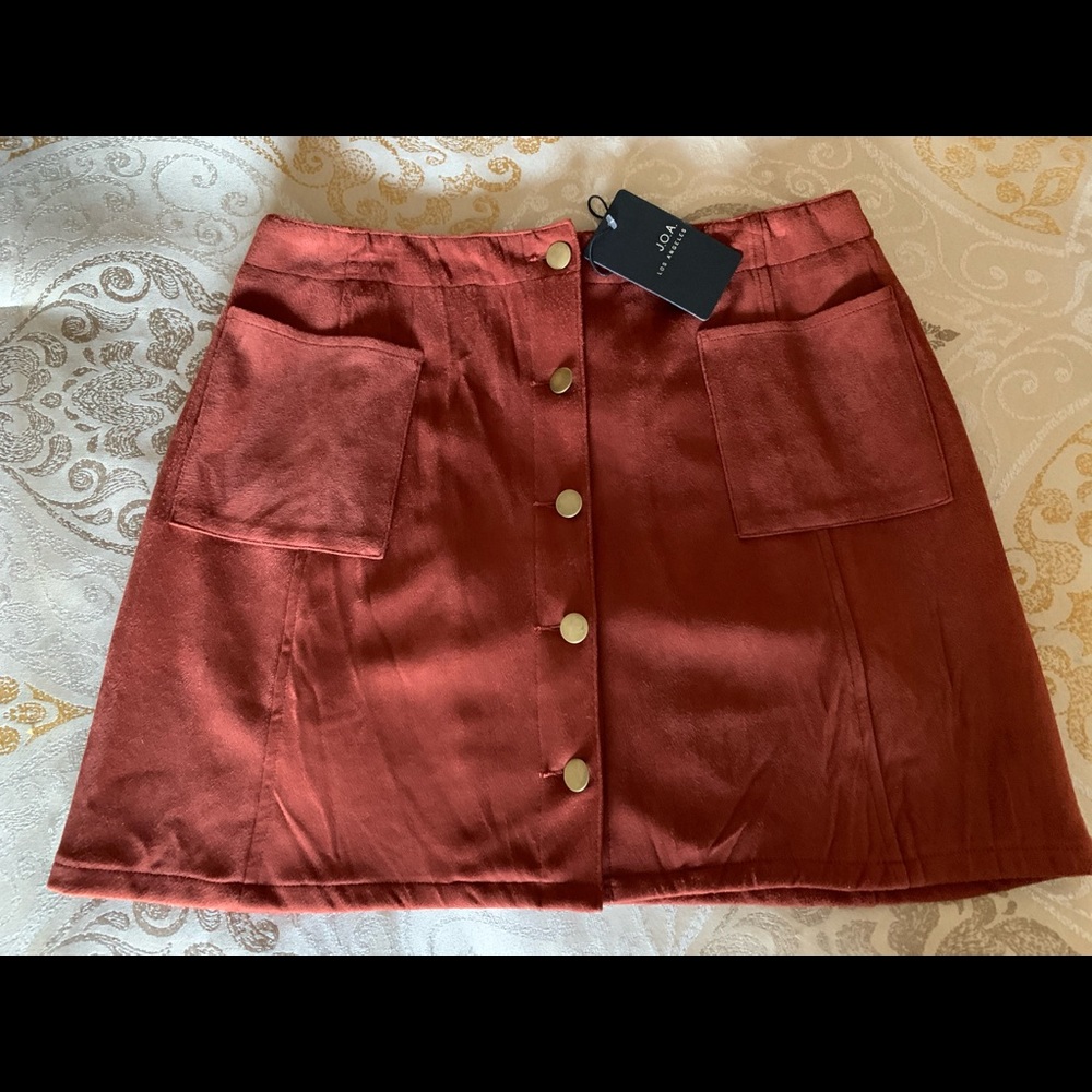 Suede Rust Orange Mini Skirt